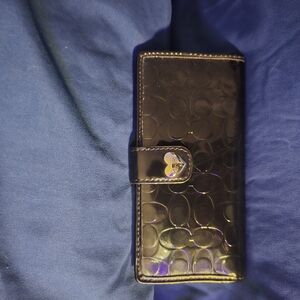 Coach Black Leather Wallet Artistic Embossed Design